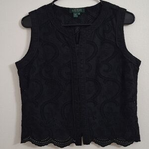 RALPH LAUREN Elegant Black Sleeveless Blouse